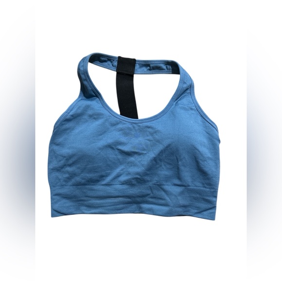 Rae Dunn strength blue T back sports bra L - Picture 3 of 4
